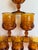 Glass Set of 10 Vintage Amber Glass Thumbprint Wine Glass Goblet Set For Sale - Image 7 of 8