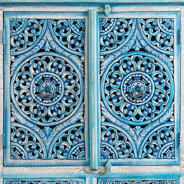 Blue Large Blue Painted Almirah Cabinet, 1950s For Sale - Image 8 of 10