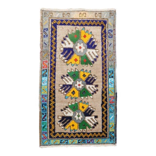 Mid 20th Century Quirky Turkish Anatolian Rug - 1'5" x 2'5" For Sale