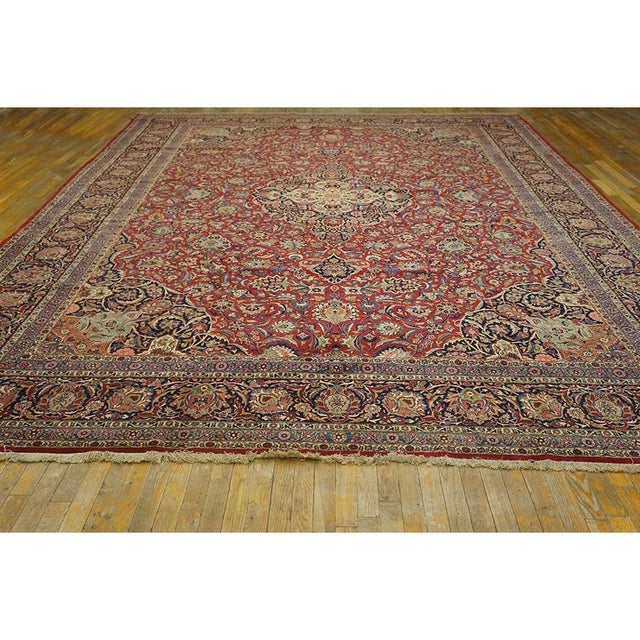 This is a grand Antique Kashan-Mohtasham rug dating to 1940. It is a premier example of Formal design. "This is a...
