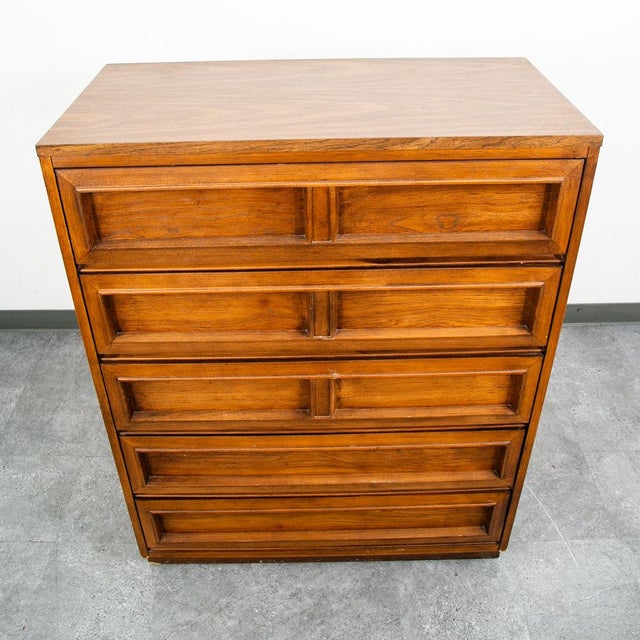 Wood Mid Century Modern Highboy Dresser Morris of California Walnut Drawer 5 Drawer For Sale - Image 7 of 12