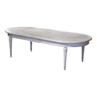 19th Century French Louis XVI Carved and Painted Oval Dining Room Table For Sale