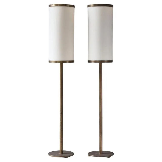 Large Danish Modern Floor Lamps in Patinated Brass by Kay Kørbing, 1960s, Set of 2 For Sale - Image 18 of 18