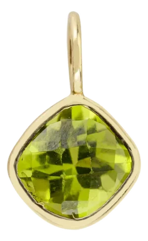 Minimalist Cushion Cut Peridot Birthstone Pendant in 14k Yellow Gold