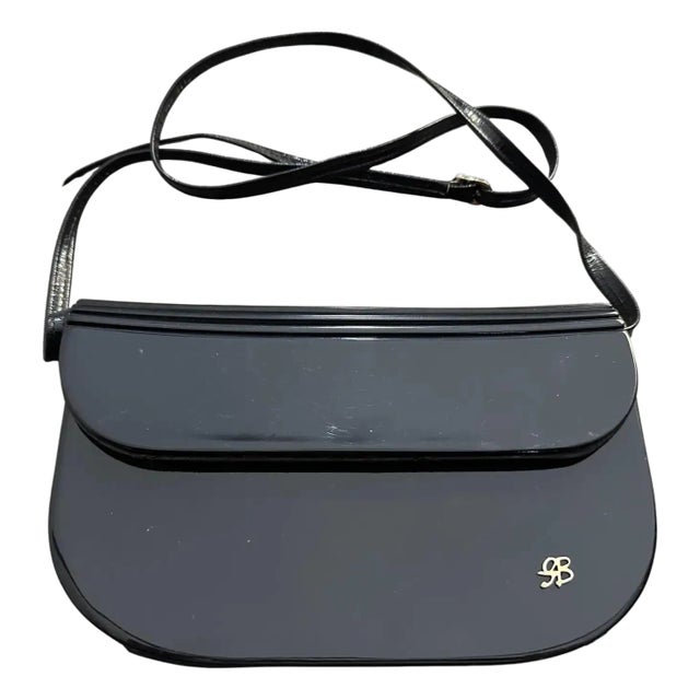 1950s Art Deco Blue Bakelite and Leather Italian Shoulder Bag For Sale