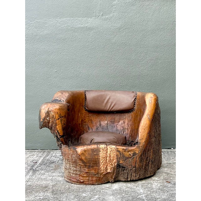 Vintage Tree Trunk Barrel Chair For Sale In West Palm - Image 6 of 12
