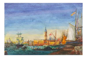 'Venice, Bacino DI San Marco, Circa 1900' Attributed to Felix Ziem, Venetian Vedute, St. Mark's Place, Santa Maria