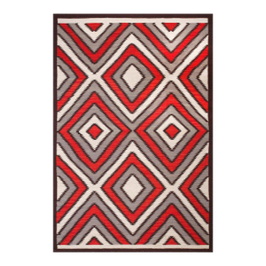 2000s Multicolor Diamond Modern Southwestern Rug 6'0" X 9'0" Flatwoven Wool Carpet