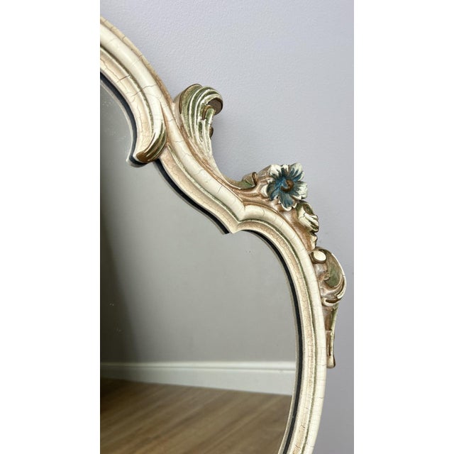 Glass Vintage French Shabby Chic Ornate Wall Mirror For Sale - Image 7 of 10