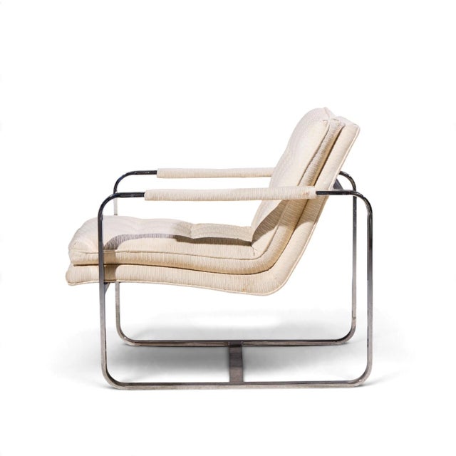 Metal Milo Baughman Style Mid Century Chrome Lounge Chairs - Pair For Sale - Image 7 of 12