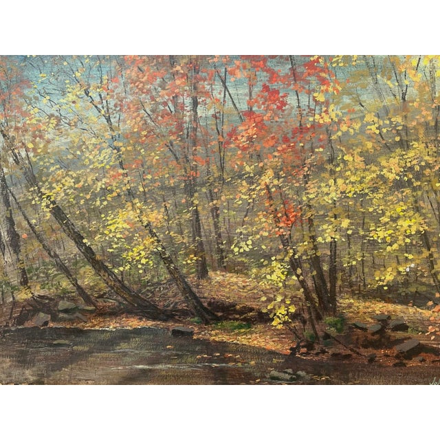 American Vintage Original American Impressionist Oil Painting Fall Landscape by John McClusky For Sale - Image 3 of 8