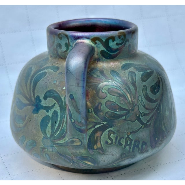 Ceramic 1990s Arts & Crafts Weller Sicard Cabinet Vase For Sale - Image 7 of 9