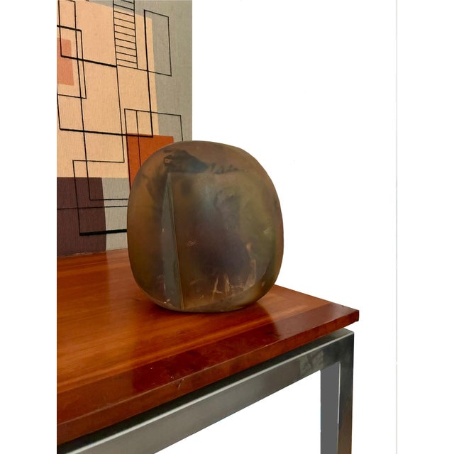 Signed Limited Edition Tony Evans Raku Brown Art Studio Pottery Vase / 1980s Monumental Ceramic Decorative Vessel For Sale - Image 10 of 15