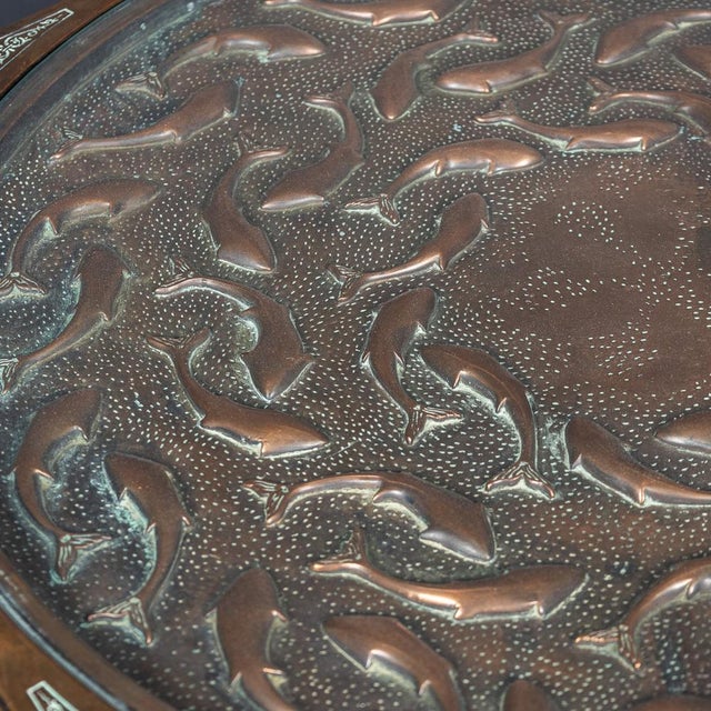 Vintage Spanish Embossed Copper Table by Malart, 1930 For Sale - Image 4 of 18