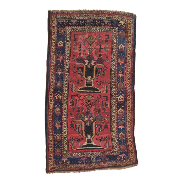Antique Persian Lori Rug With Vase Design - 04'10 X 08'06 For Sale
