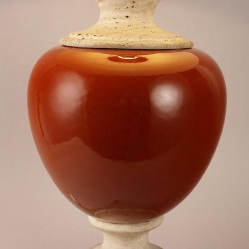 Vintage Table Lamp in Travertine with Marble, 1960s For Sale - Image 5 of 8