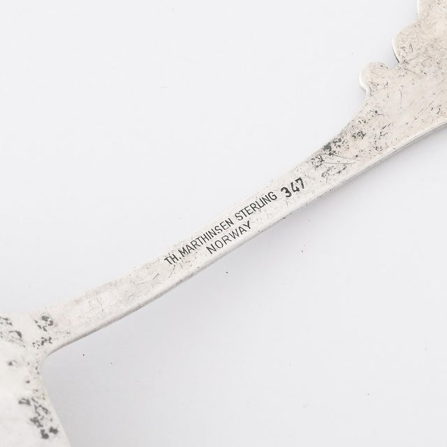 Sterling Silver Ladle in Norwegian Blue Bell Pattern Signed Thorvald Marthinsen For Sale - Image 4 of 9
