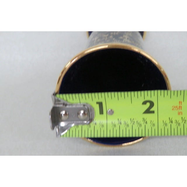 Bavaria Germany Glass Small Cobalt Blue and Gold Floral Design Bud Vase For Sale In Miami - Image 6 of 8