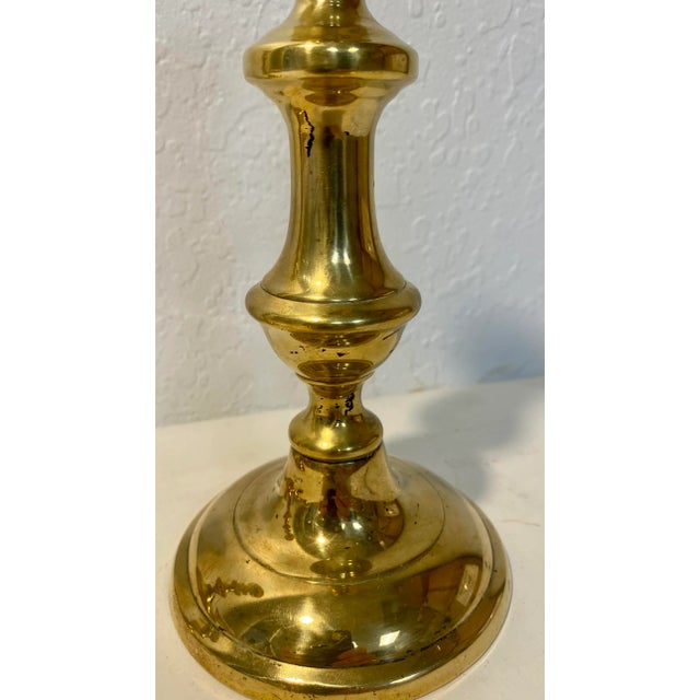 English Pair of Antique 19th Century Brass Push-Up Candlesticks From England For Sale - Image 3 of 9