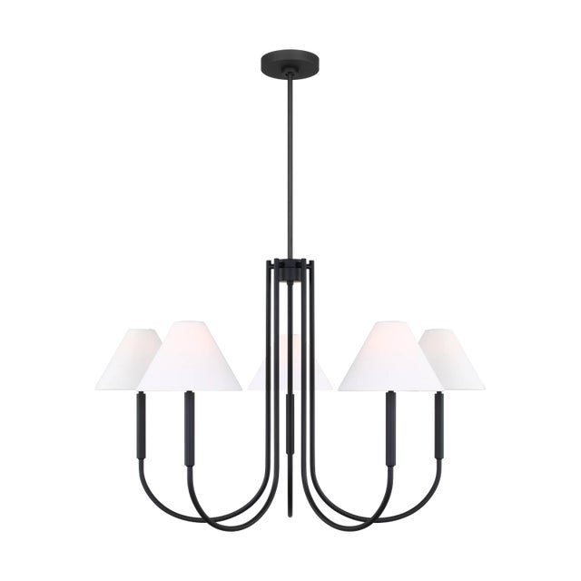 2020s Visual Comfort Studio Porteau 6-Light Large Chandelier in Midnight Black For Sale - Image 5 of 5