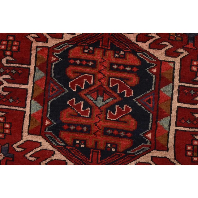 Karajeh Runner 3’8” X 15′ Red Wool Semi-Antique Tribal Hand-Knotted Rug For Sale - Image 4 of 14