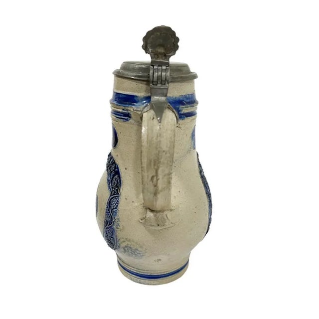 German Westerwald Salt Glazed Stoneware Jug, 17th Century For Sale - Image 3 of 9