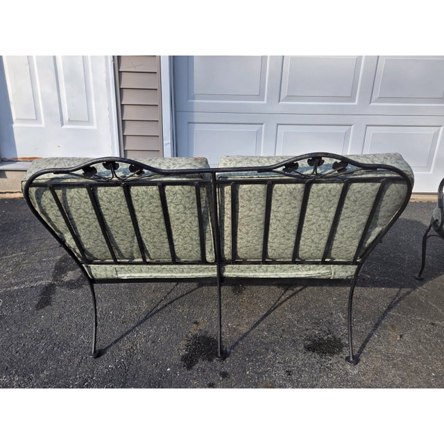 Black Vintage Wrought Iron Patio Seating Loveseat and Chair For Sale - Image 8 of 12