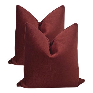 Scalamandre Burgundy Mohair Pillows - a Pair For Sale