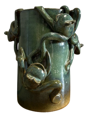 Vintage Vase with Relief Frogs, 1940s