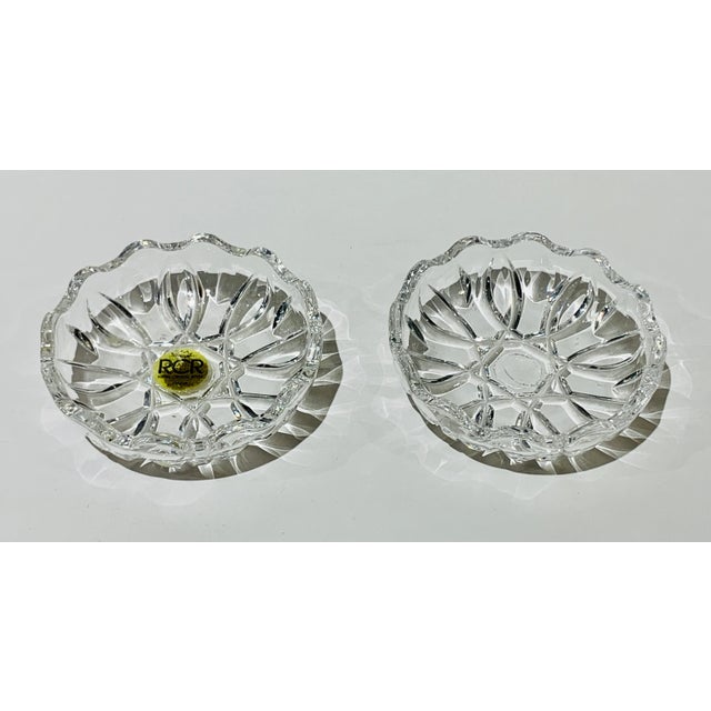 White Vintage Roc Lead Crystal Salt Cellars- a Pair For Sale - Image 8 of 8