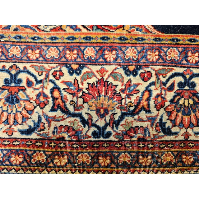 Vintage Persian Kashan Area Rug, Hand-Knotted Wool, Navy, Ivory For Sale - Image 11 of 12