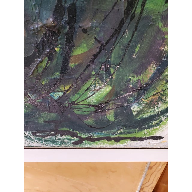 A museum quality vintage mid century signed abstract expressionist painting. Circa 1950's/60's very much Jackson Pollock...