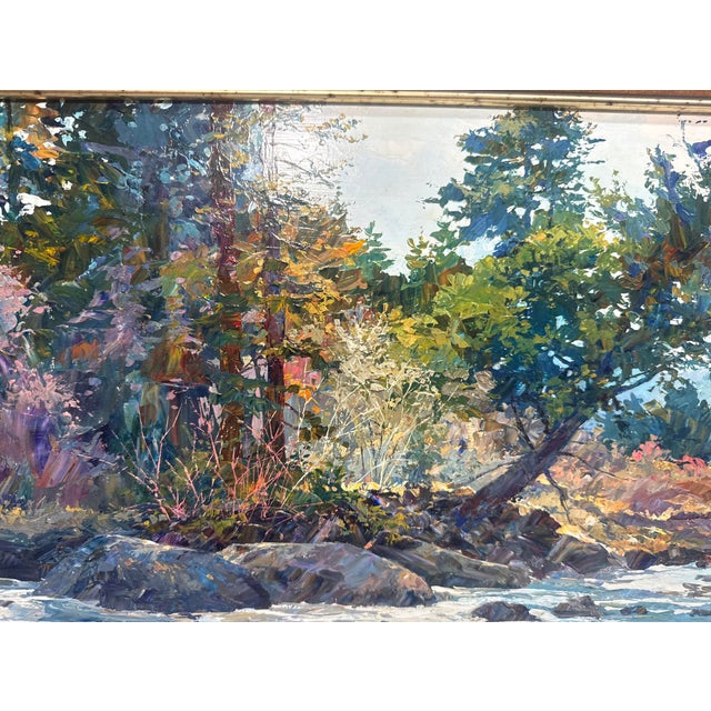 Vintage Original Connie J Boswell 2side Oil Painting Landscape River Expressive Realism For Sale - Image 18 of 18