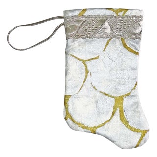 Palm Orleans X B. Viz Handmade Mini Stocking Ornament - Oyster Scallop Silver & Gold For Sale