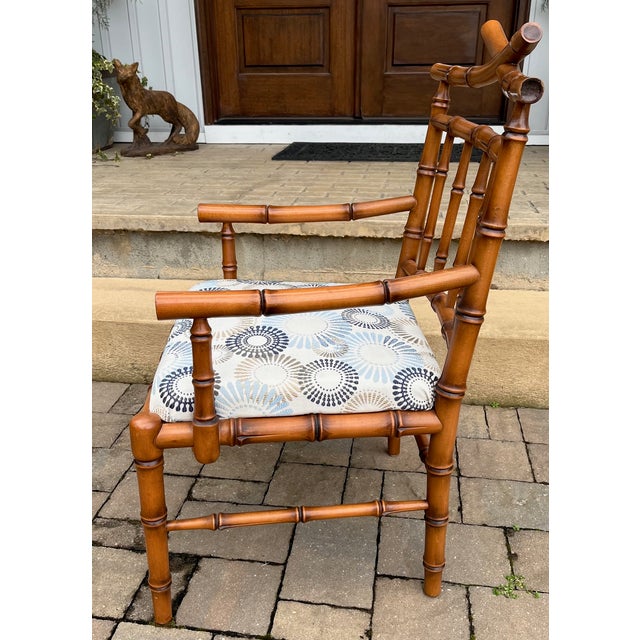 Early 21st Century Early 21st Century Chinoiserie Influenced Faux Bamboo Chairs by Mark David Pair For Sale - Image 5 of 13
