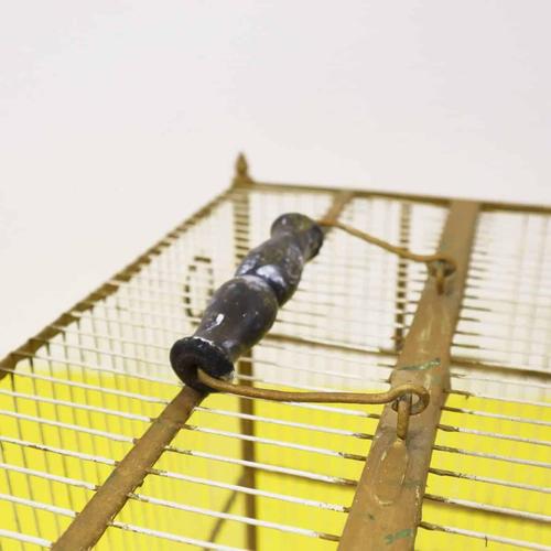 Metal Birdcage with Decorative Elements and Shaped Handle For Sale - Image 6 of 9