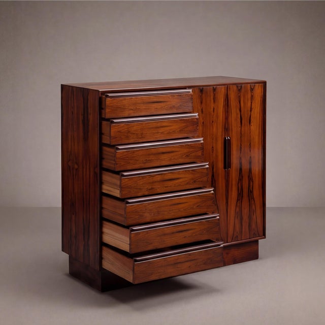 Mid-Century Modern Brazilian Rosewood Gentleman's Dresser Chest by Westnofa Sweden For Sale - Image 3 of 7