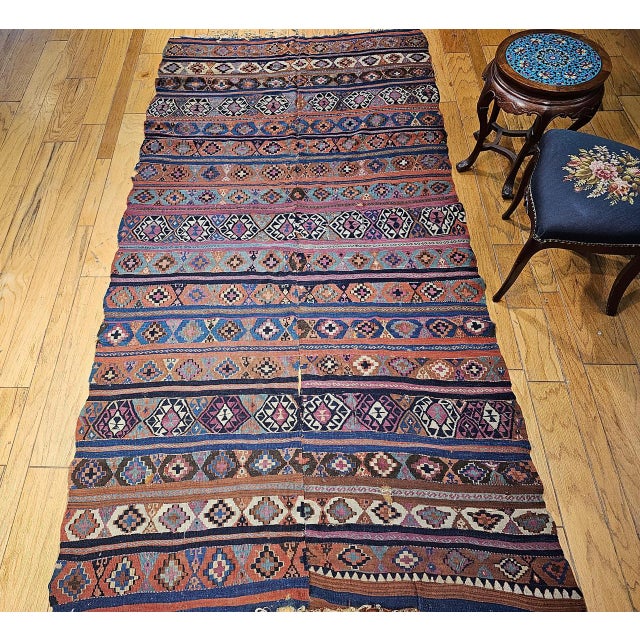 Antique Caucasian Shirvan Kilim, Handwoven Wool, Allover Geometric Pattern, 1880s, 5' x 10' For Sale - Image 16 of 16