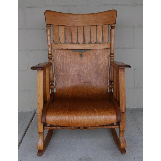 Hand crafted tiger oak bentwood seat rocking chair. This is an amazing chair that has been cherished and well cared for....