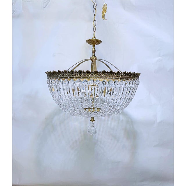 Vintage 1950s Italian Brass Basket Chandelier For Sale - Image 15 of 15