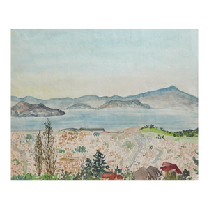 1958 Coastal Landscape Watercolor Painting