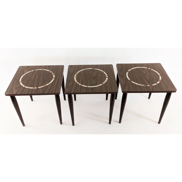Vintage Mid Century Tile Mosaic Stacking Side Tables - Set of 3 For Sale - Image 4 of 13