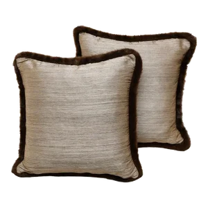 2018 Associated to the Highlands Clans From Scotland Anglo-Japanese Style Beige Fur/Silk Square Pillows by Arlene Angard - Set of 2