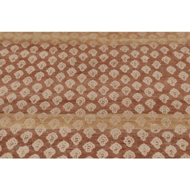 Rug & Kilim Rug & Kilim’s Modern Block Print Rug Design in Brown With Beige-Cream Motifs For Sale - Image 4 of 8