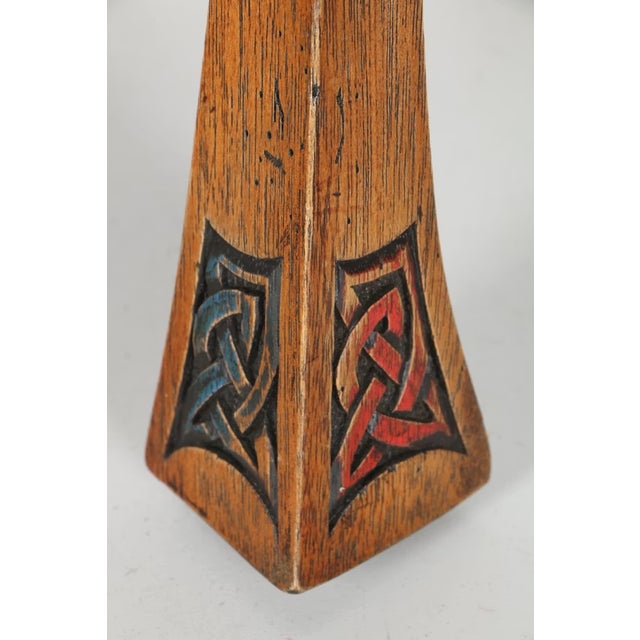 Abstract Gabriel McKeagney Celtic Hand Carved Wood Bagpipe Bench Chair For Sale - Image 3 of 8