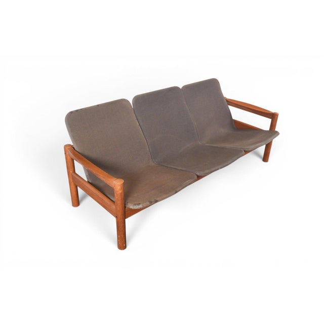 Domino Mid 20th Century Attributed to Domino Møbler Danish Teak Three Seat Sofa For Sale - Image 4 of 18