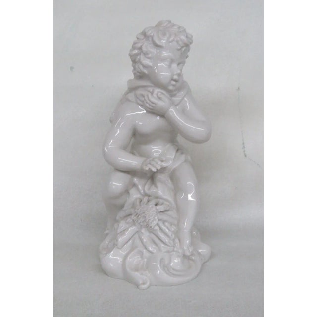 Porcelain White Cherub Wearing a Scarf Sculpture Figurine Made in Italy For Sale - Image 11 of 12