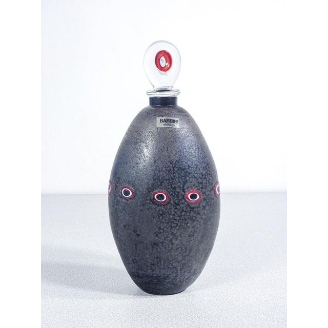 Pair of bottles from the scavo series in blown sound glass, designed by alfredo barbini origin murano period 1970s...