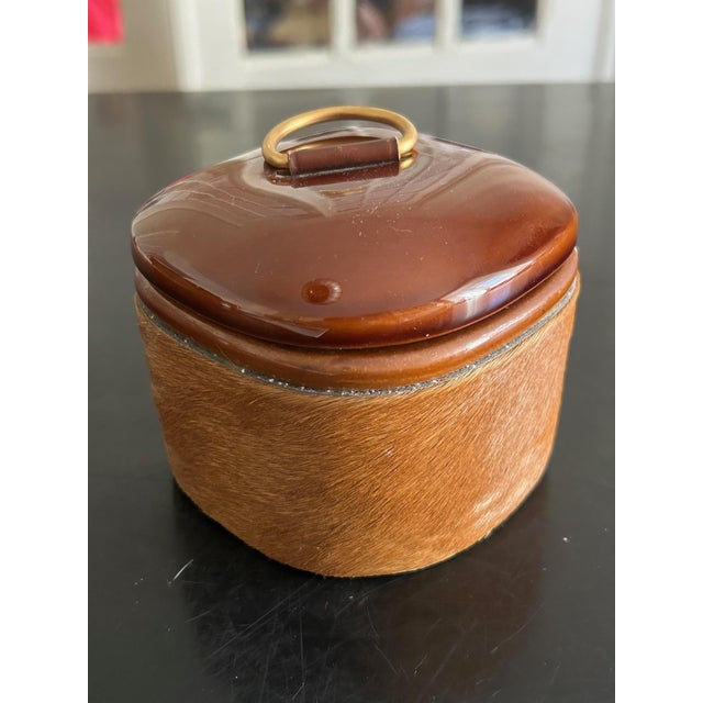 Mid-Century Modern Ceramic and Leather Box from Longchamp, 1950s For Sale - Image 3 of 11