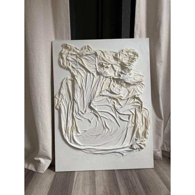 “Washed in Stillness” – Sculptural Textured Canvas in Neutral Tones (36x48) For Sale - Image 4 of 6